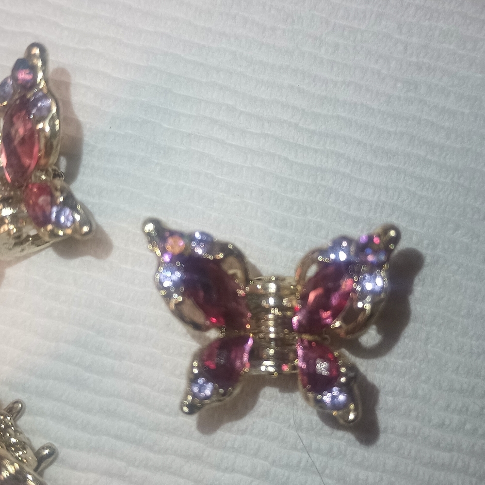 Butterfly Claw Hair Clip,Pink Rhinestone - Picture 2 of 4